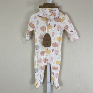 NWT Rabbit + Bear Organic Baby Girl 0-3 Months Pajamas Headband Two Piece Set